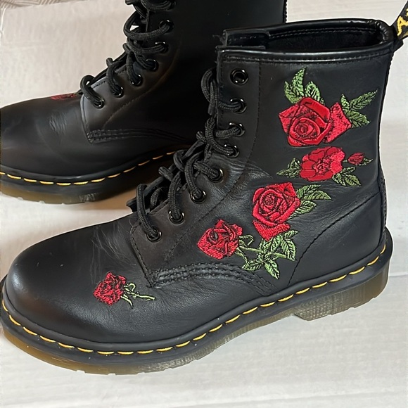 DOC MARTENS 1460 VONDA FLORAL LEATHER LACE UP BOOTS Size 6 - Picture 6 of 11